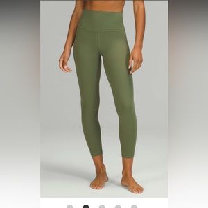 Green twill align leggings